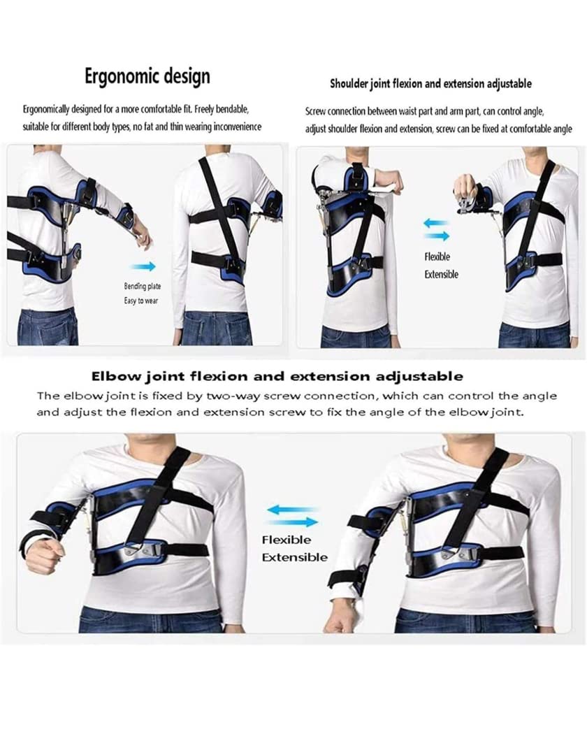 Inmovilizador de órtesis de abducción de hombro para adultos, soporte fijo ajustable para fractura humeral para lesiones en las articulaciones del hombro, soporte de cabestrillo para brazo