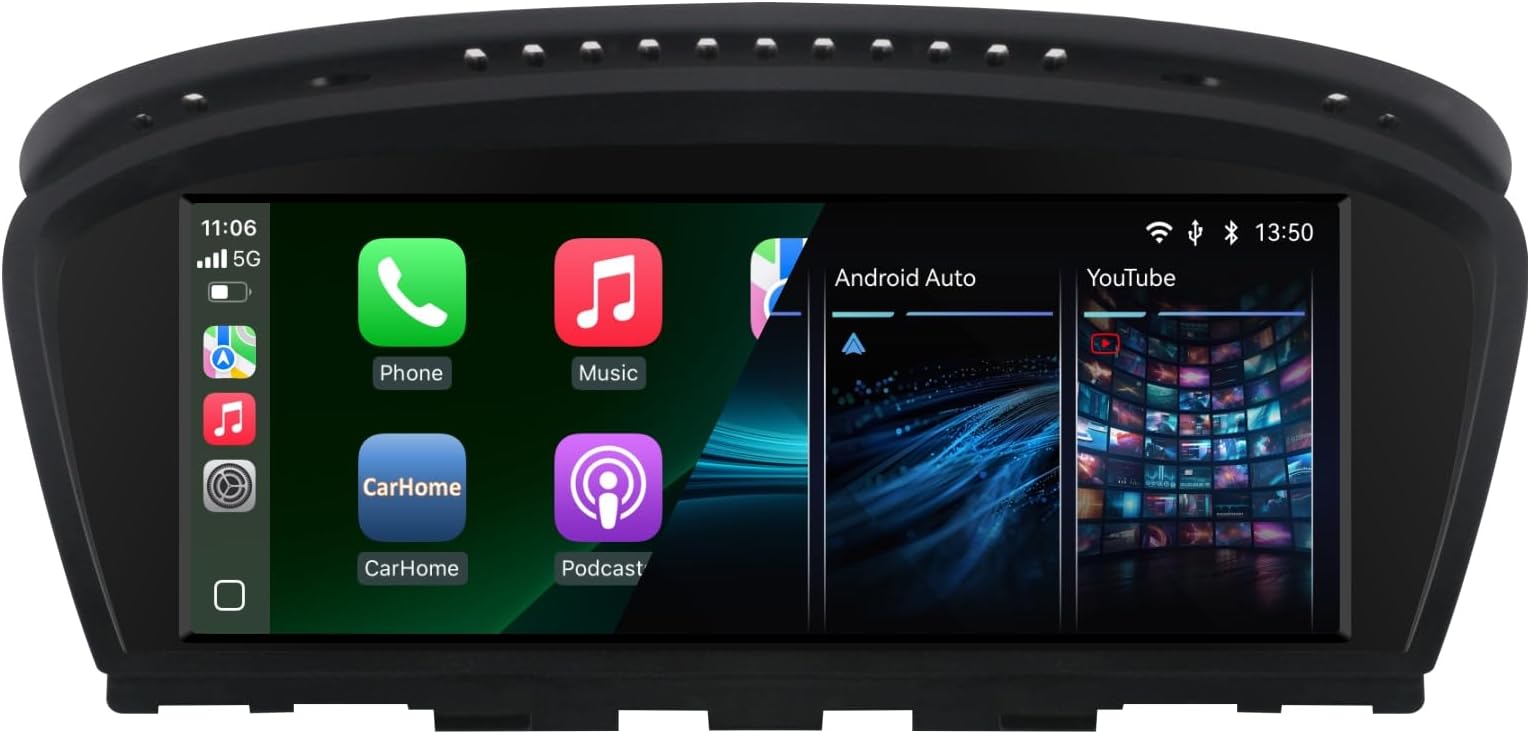 Car Stereo for BMW 3/5 Series CIC System 8.8 inch Touchscreen with Wireless CarPlay Android Auto Car Radio Receiver Multimedia iDrive System Retained Retrofit for E60/E61/E90/E91/E92/E93 (2008-2013)