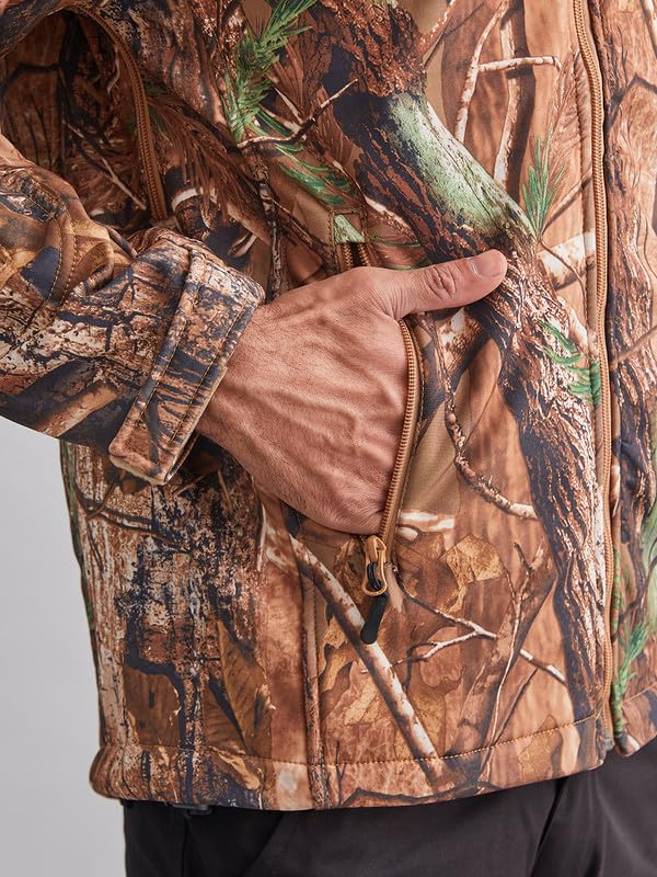 Image of MOUNTMILLER Men's 12 Zipper Softshell Hooded Tactical Jacket | Water-Repellent, Multi-Pocket, Abrasion-Resistant - Perfect for Outdoor Activities, Hiking, and Trekking