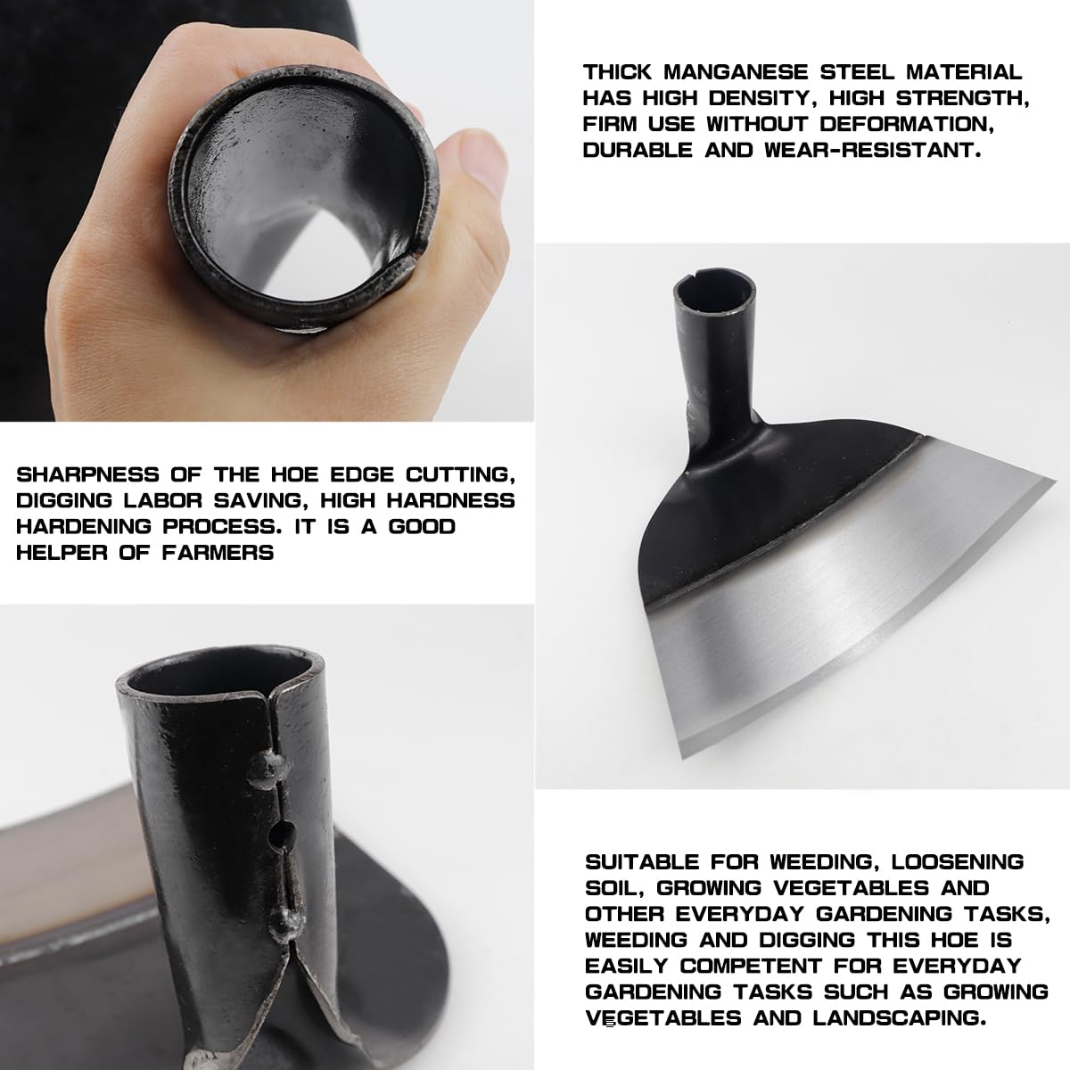 Cabezal de repuesto para azada de mano – Azada de ojo redondo para jardinería, excavación, deshierbe y aflojamiento del suelo, cabeza de azada de mano para agricultura (tamaño de 23,5 cm)