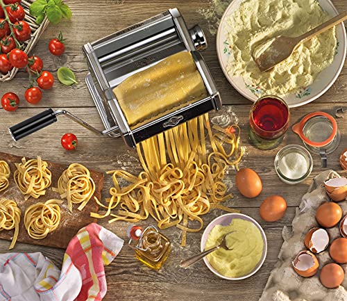 Küchenprofi Elektrische Nudelmaschine VITALE 150 Set | inkl. Motor, 3 Walzen/Aufsätze, Pastaschneider | 2 Geschwindigkeitsstufen | rostfreier Edelstahl | Lasagneplatten, Tagliolini und mehr