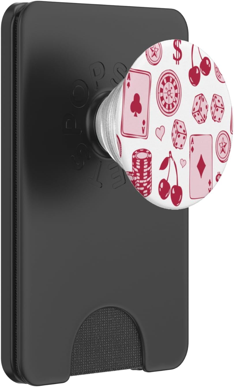 Lucky Girl Energy Gambling Playing Cards Cherries and Dice PopSockets PopWallet for MagSafe