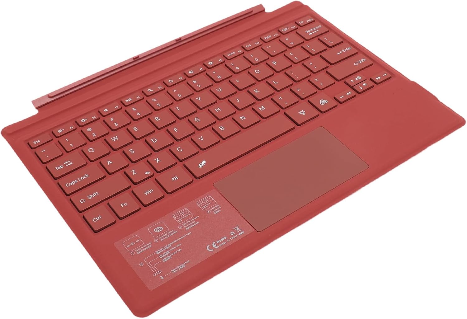 Drfeify Magnetic Tablet Keyboard Colorful Backlight Multi Touchpad Wireless Keyboard for Pro 3 4 5 6 7,Longlasting Battery Life for Work and Entertainment (Red)