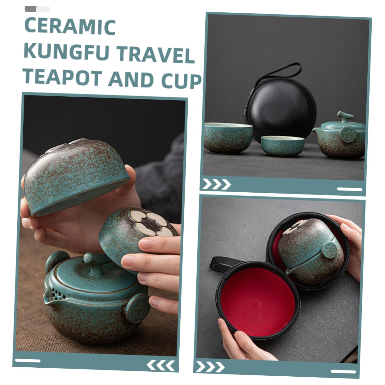 Teekanne Satz mit Stövchen und Tassen aus Chinesischer Keramik Tragbares Porzellan Teekannen Satz für Teepartys und Elegante Geschenkideen