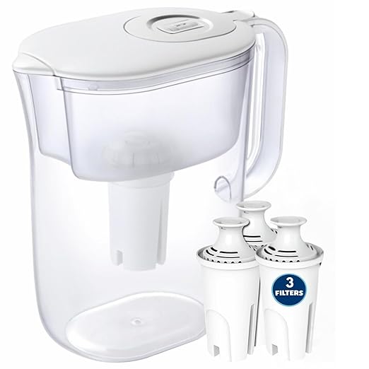 7-Cup Water Filter Pitcher & 3 Filters & Electronic Filter Change Reminder: Compatible with Brita Pitcher Brita Water Pitcher