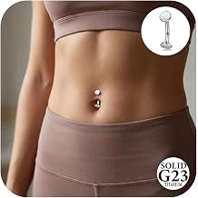 D.Bella ASTM F136 Titanium Floating Belly Button Rings Flat Back Belly Rings for Women Opal Internally Threaded 14G Barbell Piercings Navel Piercings Jewelry Hypoallergenic 10mm