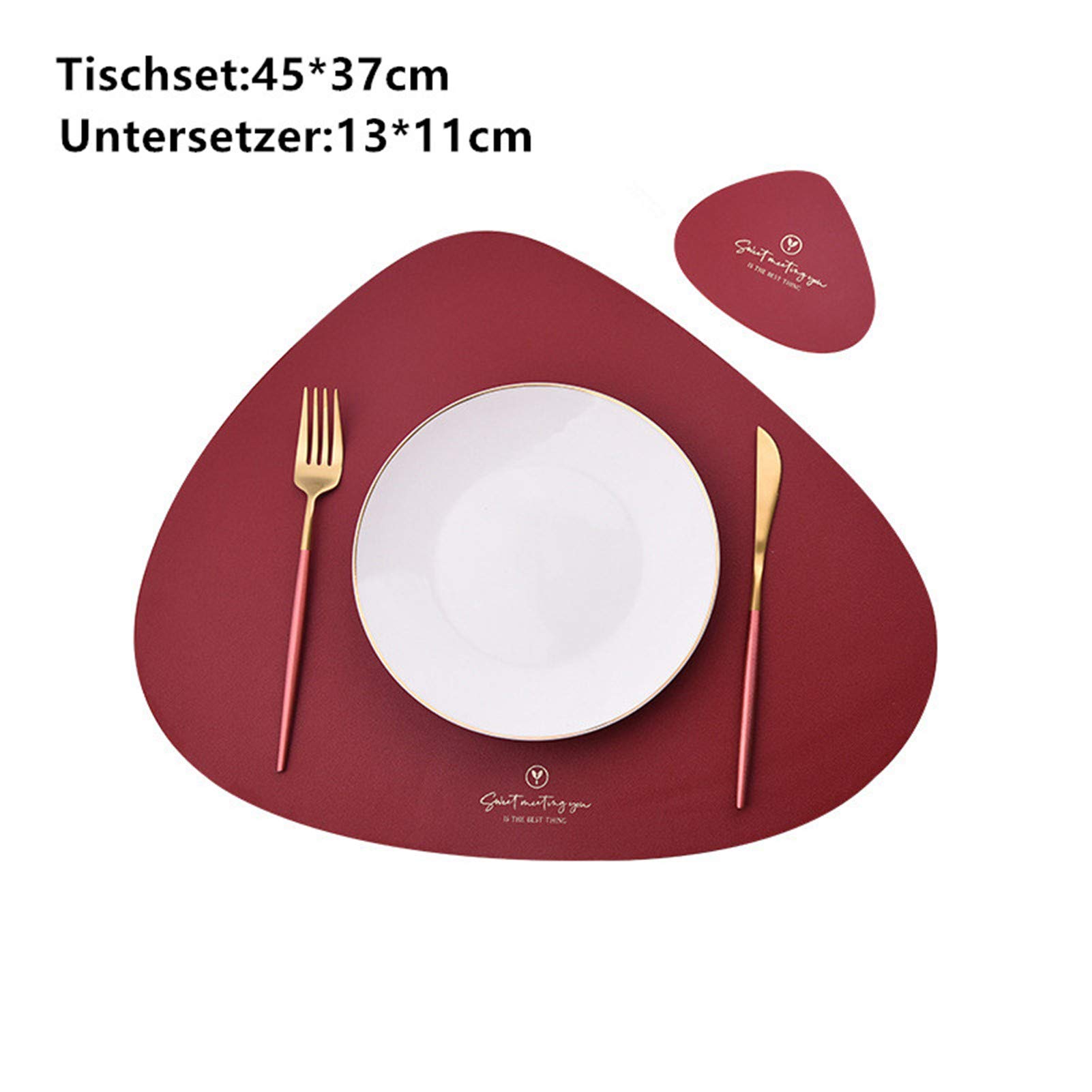 4er Set/6er Set Platzsets und Untersetzer Dreieck Oval Leder Tischset Wassertropfen Abwischbar Tischmatte Wasserdicht ölbeständig Rutschfestes Hitzebeständiges Platzsets (Beige,6er)