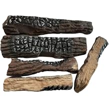 Artificial Fireplace Logs Heat Resistant Decorative Wood Set of 5 for Bioethanol or Gas Fireplaces Realistic Porcelain Firewood for Indoor Home Decor