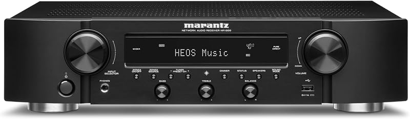 Marantz NR1200 AV Receiver, 2-Channel Home Theater Amp, Wi-Fi, Bluetooth, Heos + Alexa, Immersive Audio, Auto Low Latency Mode, Smart Home Automation