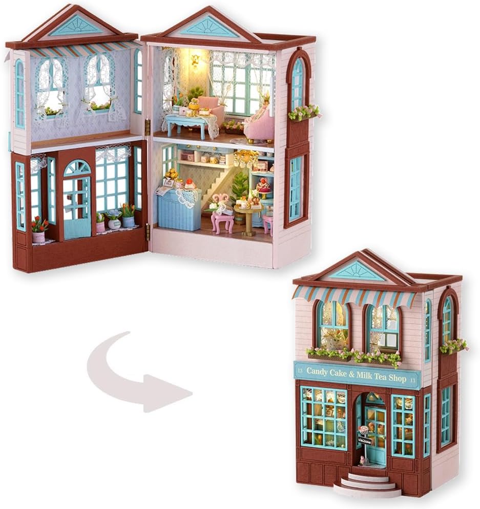 ミニチュアハウスキット | ミニ木製ドールハウス組み立てキット - 親子