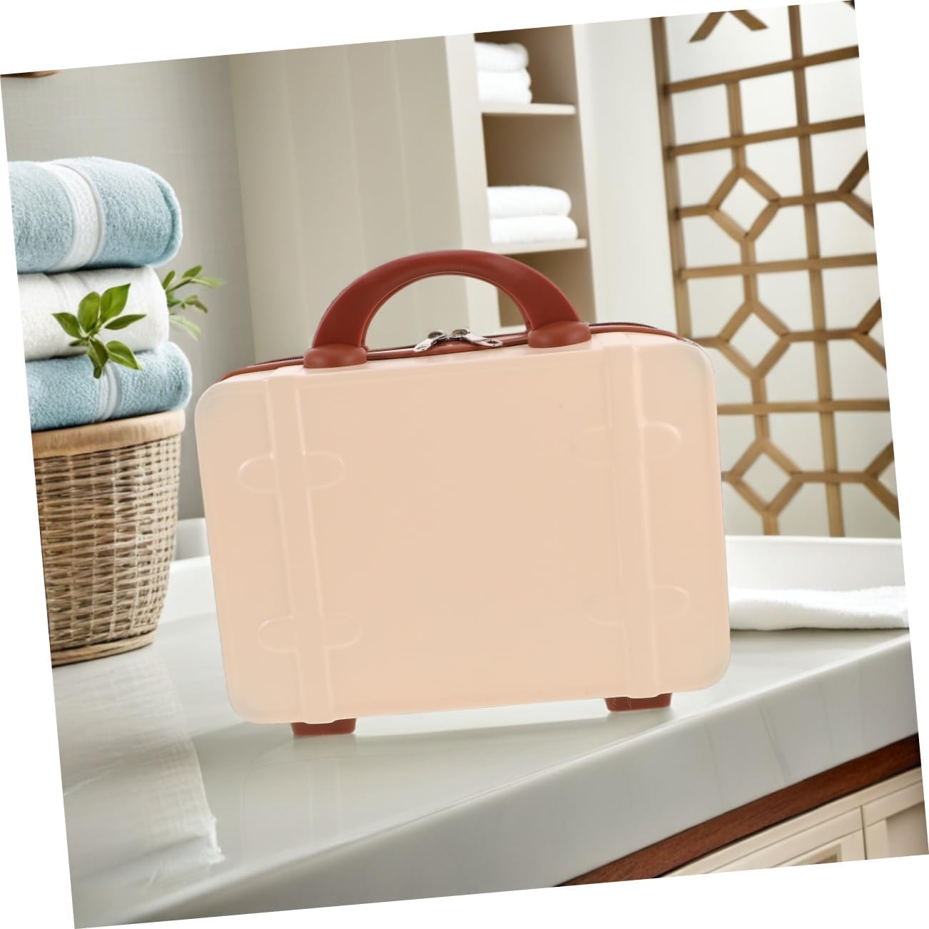 VICASKY Vintage Makeup Case Mirror Extra Travel Makeup Bag for Women Portable Mini Suitcase Storage for Beauty Essentials