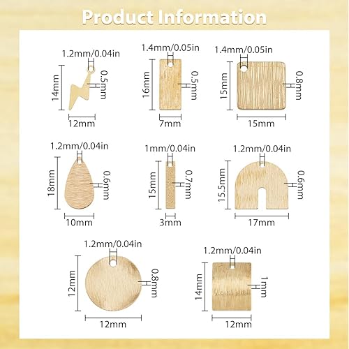 Miniatura 2 de SUPERFINDINGS 80 colgantes de 8 estilos texturizados en blanco, colgantes de latón chapado en oro, dijes chapados en oro para collares, pulseras,