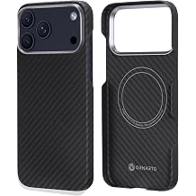 ORNARTO for iPhone 17 Pro Max Case 6.9", Ultra Slim & Lightweight 1500D Aramid Fiber, Compatible with MagSafe, Scratch-Resistant Protective Phone Cover, Carbon-Style Finish, Black