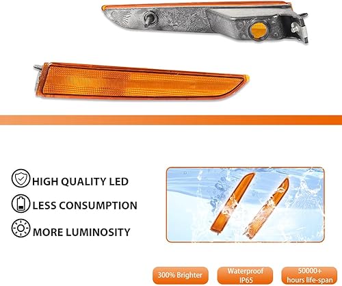 Miniatura 10 de Adiil Lentes ahumadas ámbar LED parachoques delantero lateral marcador luces de señal kit de repuesto compatible con Ford Fusion 2010 2011 2012