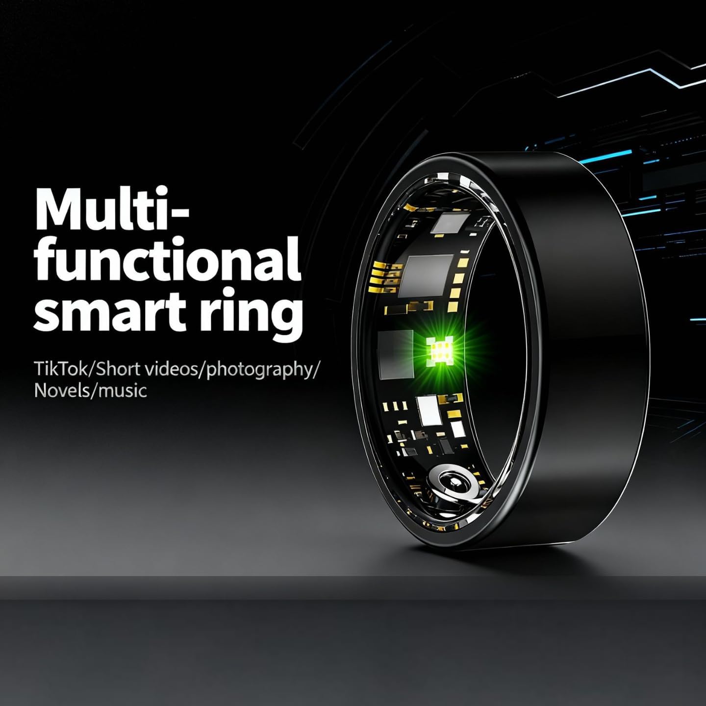 Smart Health Ring, Stress and Sleep Monitoring Functions, Compatible with iOS and Android, Waterproof Fitness, Unisex, no Subscription fee.