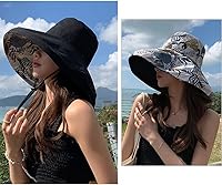 Vista 29 de Reversible Floral Sun Hats UV Protection UPF Packable Wide Brim Chin Strap Women