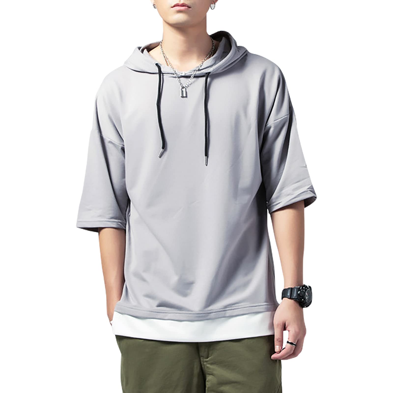 Homme Sweat Manches Courtes Tee Shirt Décontracté Sweats à Capuche Hoodie
