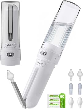 Nasal Irrigation System,190ML Neti Pot Sinus Rinse Bottle Kit,3 Pressure Modes Led Display,180 Adjustable,1600mAh Nose Cleaner for Sinus Relief,6 Nozzles,60 Salt Packs