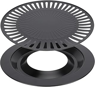 Grill Pan, 32cm/12.6" Smokeless Double Layer Grill Pan Non-Stick Roasting Tray Drip Collector Stovetop for Meat Vegetables