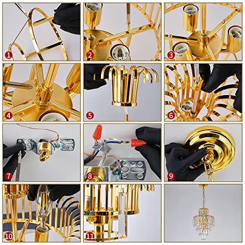 Waluin Modern K9 Crystal Pendant Lighting, Gold Crystal Chandelier Contemporary Luxury Pendant Ceiling Lighting Fixture For Dining Living Room Kitchen Island Bedroom Foyer Hallway #TOP7