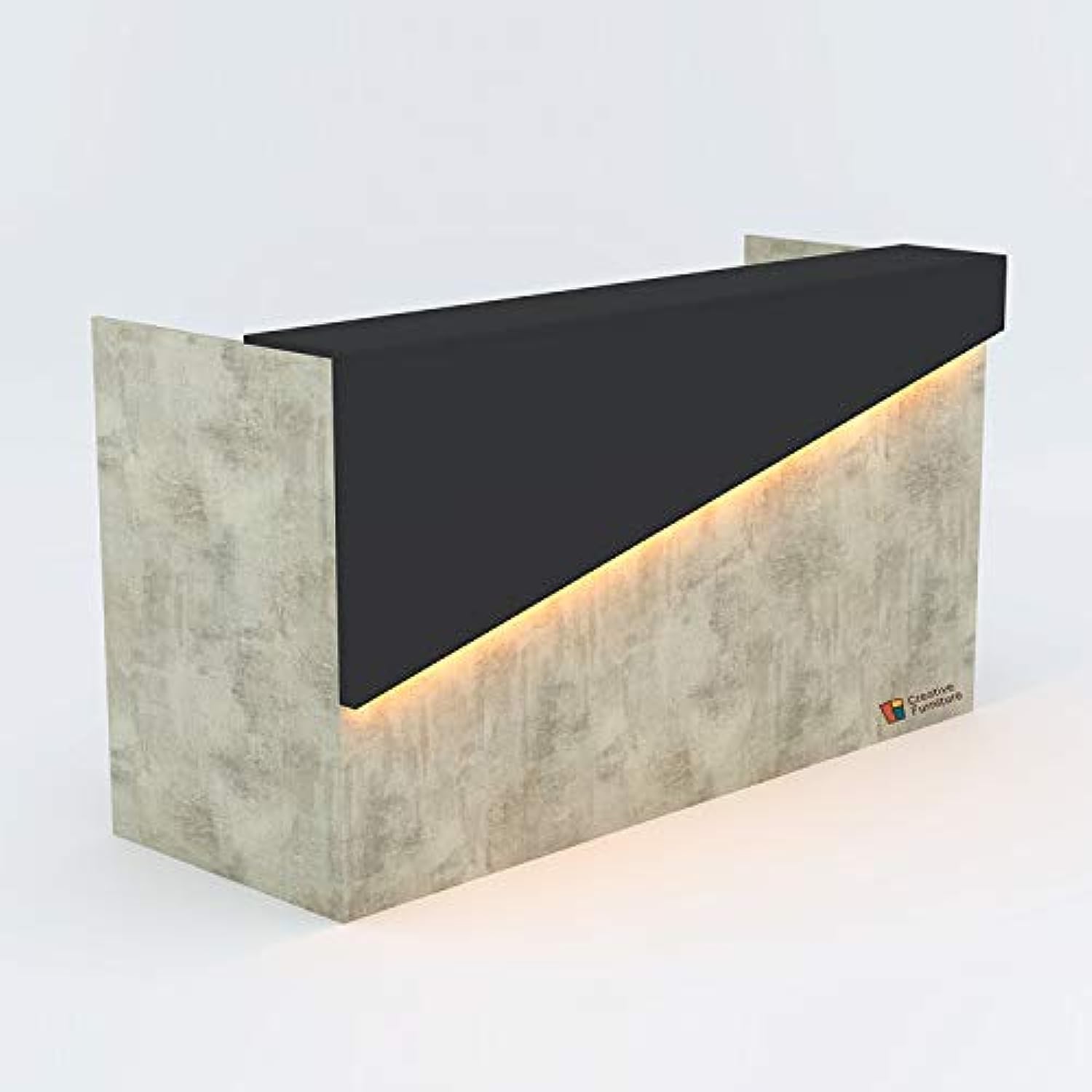 Creative FurnitureWooden Nova Series Modern Reception Desk with 3-Drawer Pedestal in Charcoal Grey Laminate Finish(L 1800mm x D 700mm x H 760mm/1100mm)