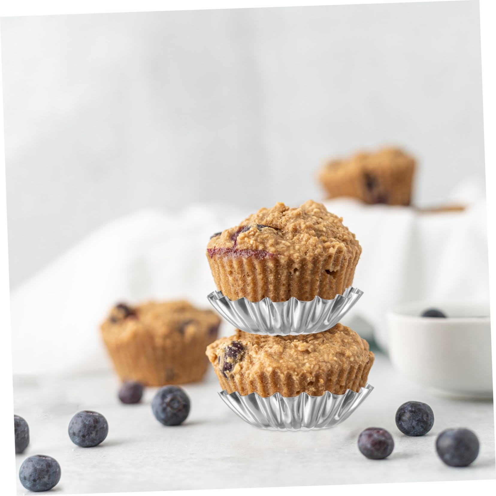 Alipis 50piezas Moldes De Acero Inoxidable Para Tartaletas De Huevo Antiadherentes Para Hornear Tartaletas Caseras y Muffins Casa
