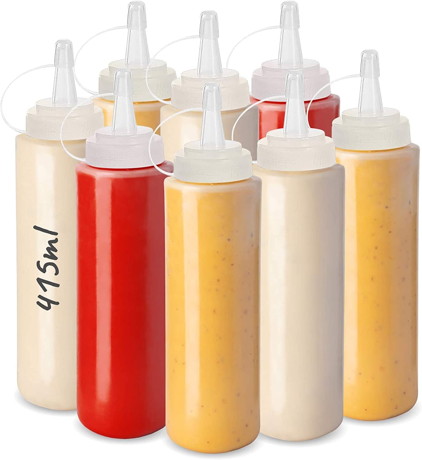 Squeeze Sauce Bottles (8 Pack), Squeezy Plastic Clear Bottles for