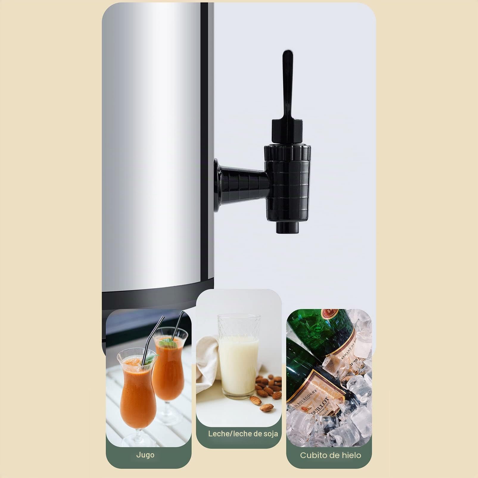 Generic Dispensador de bebidas frías y calientes, acero inoxidable de gran capacidad, aislado con grifo para té con leche, leche de soja, café y té, perfecto para uso comercial
