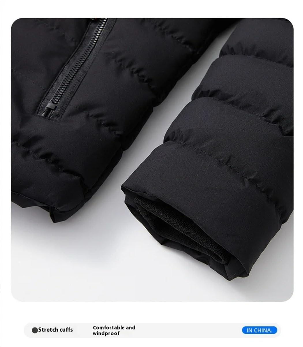 Piumino da uomo con cappuccio staccabile invernale spesso antivento caldo capispalla leggero trapuntato piumini