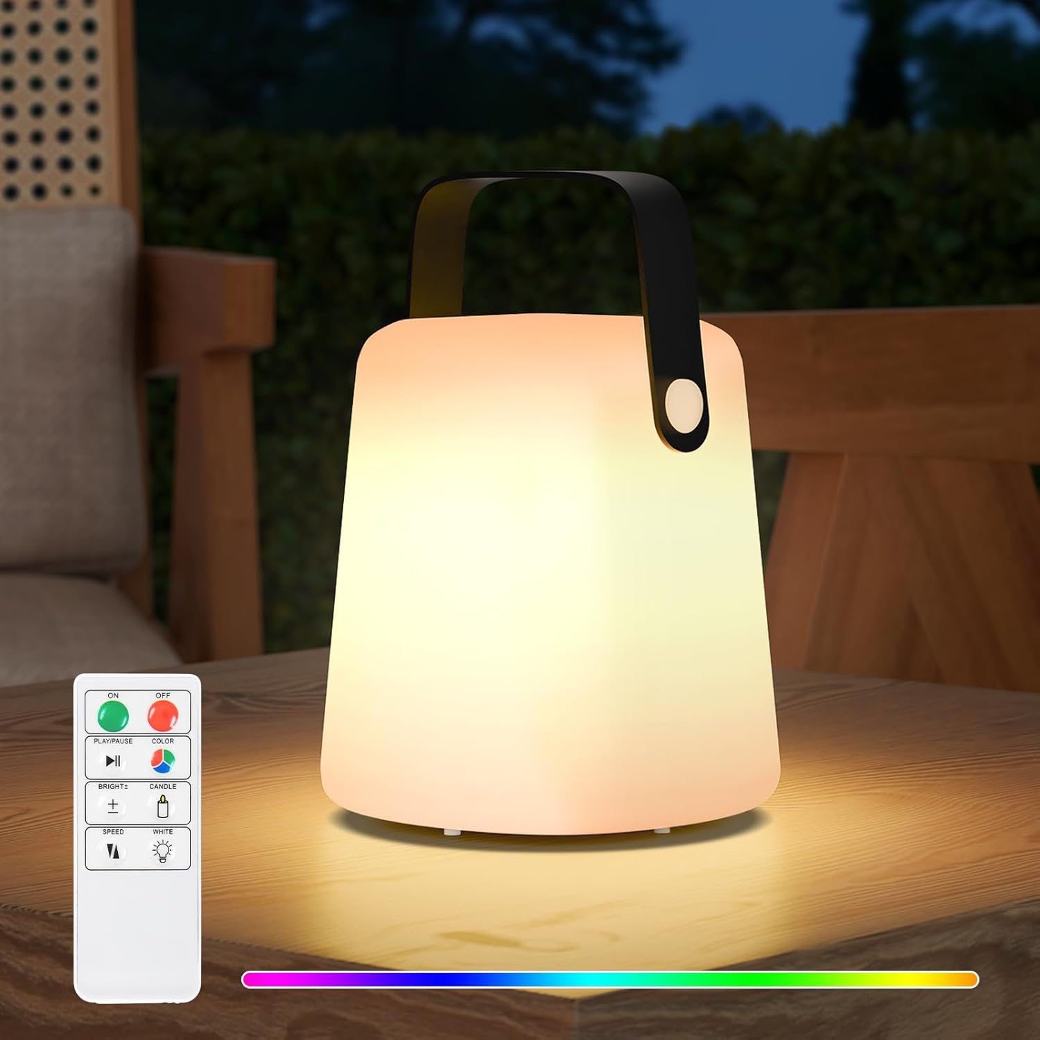 uuffoo Table Lamp Lantern Outdoor Portable Warm White RGB USB Charging Cordless Lamp LED Table Lamp IP44 for Garden Terrace Patio Camping