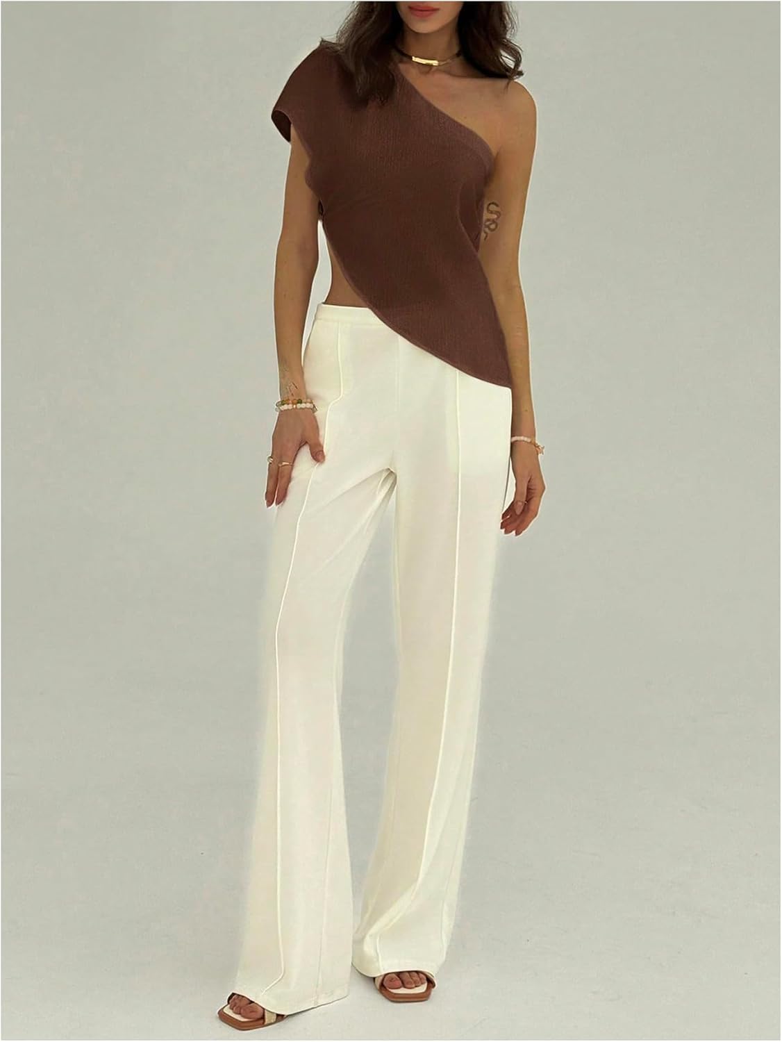 SweatyRocks Women's Off The Shoulder Tops Crop Dolman Short Sleeve Asymmetrical Going Out Tops - Image 5