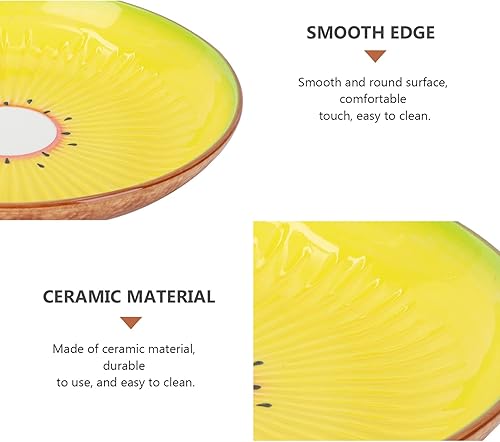 Miniatura 6 de Cabilock Bandeja de cerámica para servir de frutas, plato de almacenamiento creativo de frutas, plato de carne, estampado de kiwi, plato de comida
