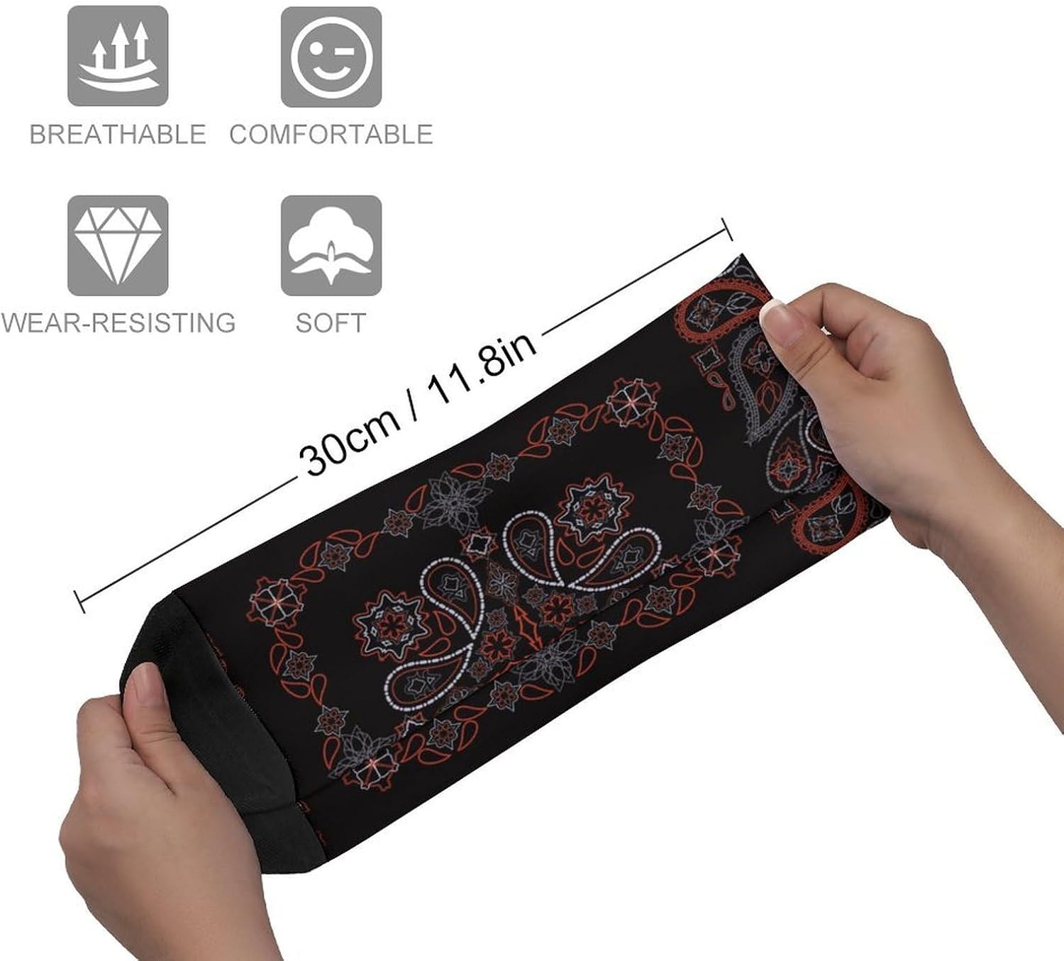 Bandana Black And Red Paisley Knee High Socks Athletic Long Stockings Sport Casual Crew Tube Sock Boot