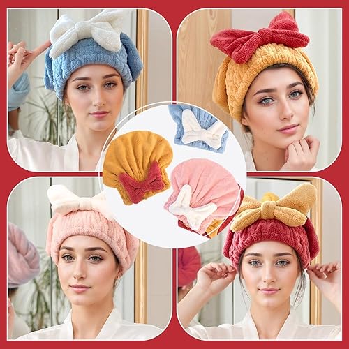 Miniatura 7 de 2 gorros de microfibra para secar el cabello, 2026, toalla absorbente para el cabello para mujer, toallas de pelo de secado rápido, pajarita suave,