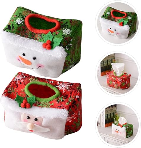 Miniatura 7 de VALICLUD 2 cajas de pañuelos de Navidad para decoración de baño, cocina, color verde, rojo