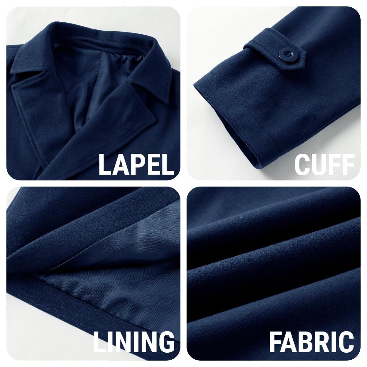 Runcati Uomo Classico Doppio Petto Cappotto Slim Fit Trench Casual Giacca Lunga Inverno Calda Business Capispalla