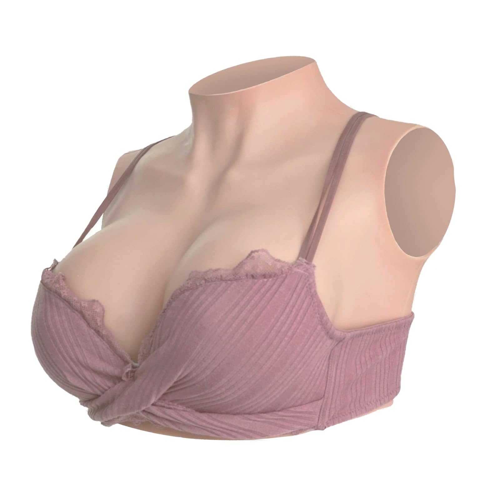 CYOMI Pechos de Silicona Pecho de Formas Travestis Silicona Realistas Diseño de Cuello Alto Aplicable a Crossdresser Drag Queen Cosplay Mastectomía (Amarillo Claro,Talla grande-C copa)
