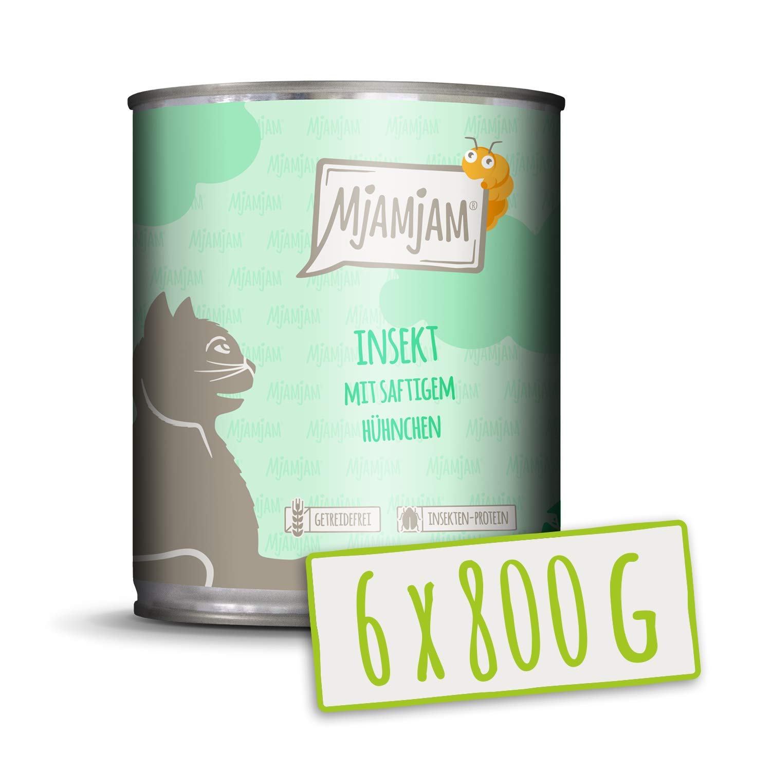 MjAMjAM - premium Wet Food for cats - Insect with Juicy Chicken, Pack of 6 (6 x 800 g), Grain-Free with Insect Protein