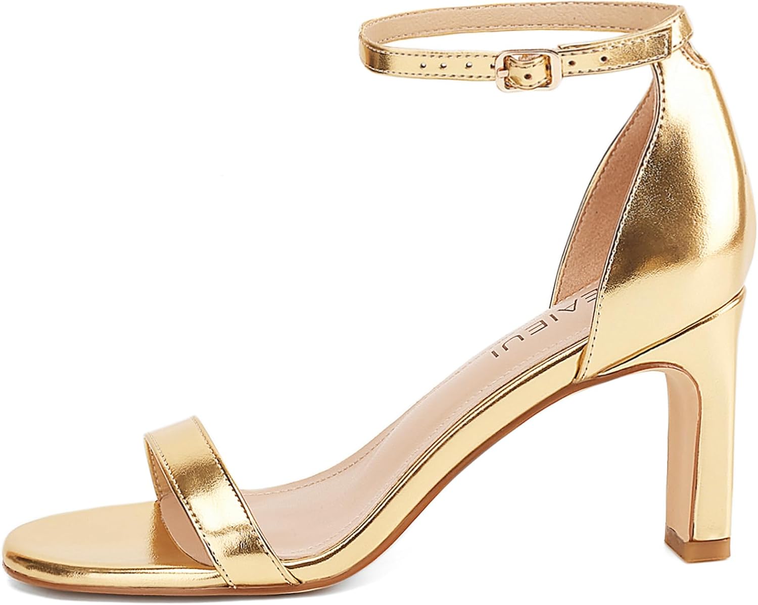 TEAIEUI Heels for Women Round Toe Heeled Sandals Chunky High Heel with Ankle Strap Heeled for Women Dressy Block Heel