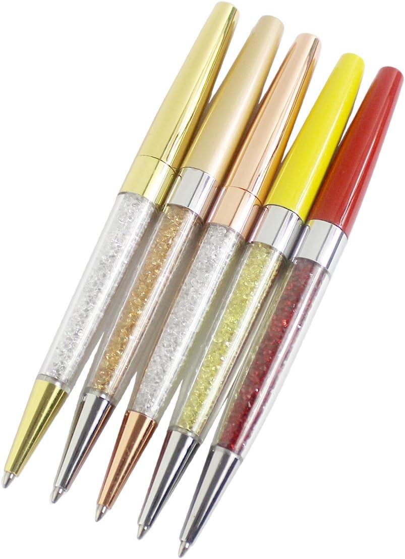Gullor 5PCS Bling Bling Silm Crystal Diamond Retractable Ballpoint Pen - Style B - Image 5