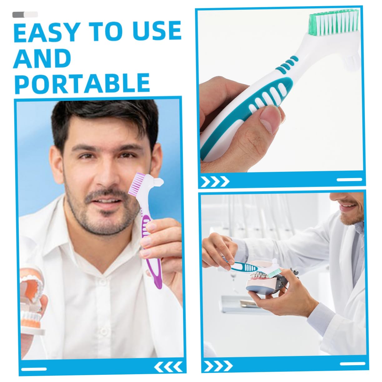 VALICLUD Cepillo Para Limpiar Dentaduras Postizas Duro Limpiador Cepillo De Pincel Cerdas Firme Cepillo De Limpieza Nylon 4 Piezas X 4