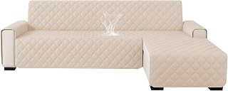 Ystyle 100% Waterproof Sofa Cover L Shaped 2 Seat(L 210cm), Reversible Right/Left Universal Sofa Cover Peninsula, Chaise Longue Sofa Protector Scratch-resistant Stain Resistant, Beige
