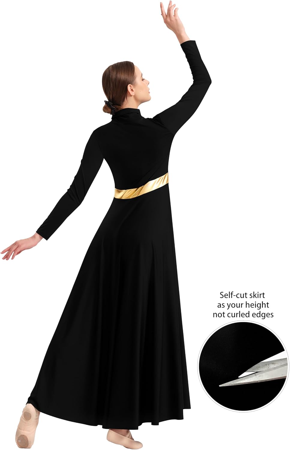Women Praise Dance Dress High Neck Long Sleeve Dancewear Worship Liturgical Dress - Image 6