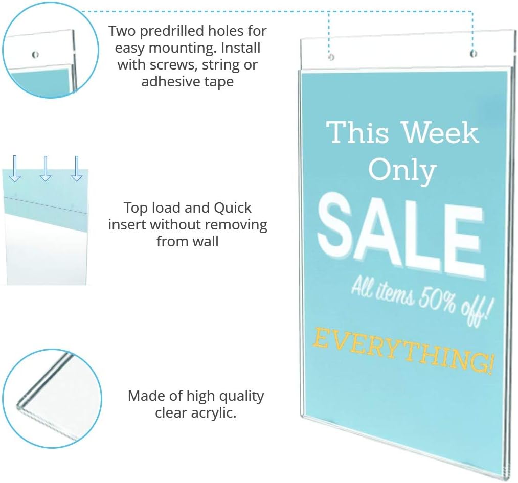 Flаѕh Dеаlѕ - 80% оƒƒ 1InTheOffice Wall Mount Sign Holder 8.5 x 11,Vertical, Portrait,6 Pack (Predrilled Holes) ❤ Crаzу Dеаlѕ 1InTheOffice Wall Mount Sign Holder 8.5 x 11,Vertical, Portrait,6 Pack (Predrilled Holes)