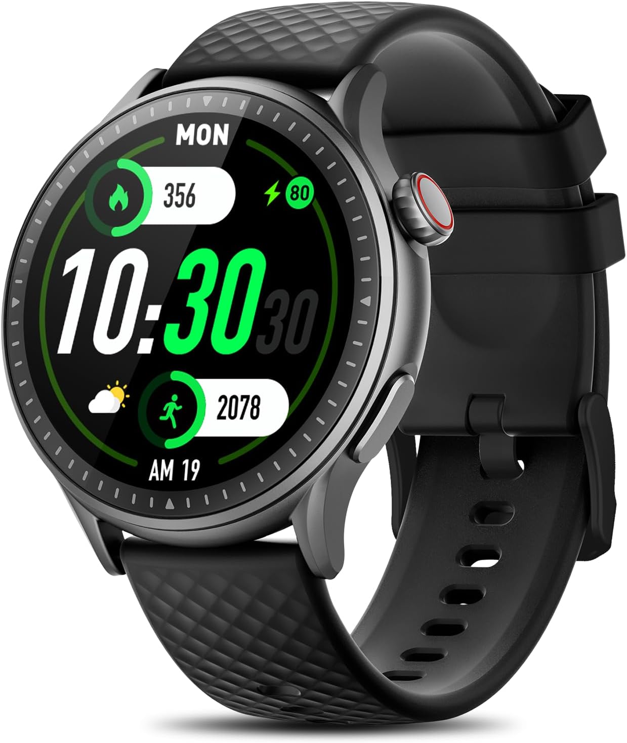 smart watch for men women, 1.46'' amoled ultra-hd screen fitness tracker with heart rate/sleep/spo2 monitor, answer/make call, 3atm waterproof smartwatch for iphone/samsung/android, 110+ sport modes black