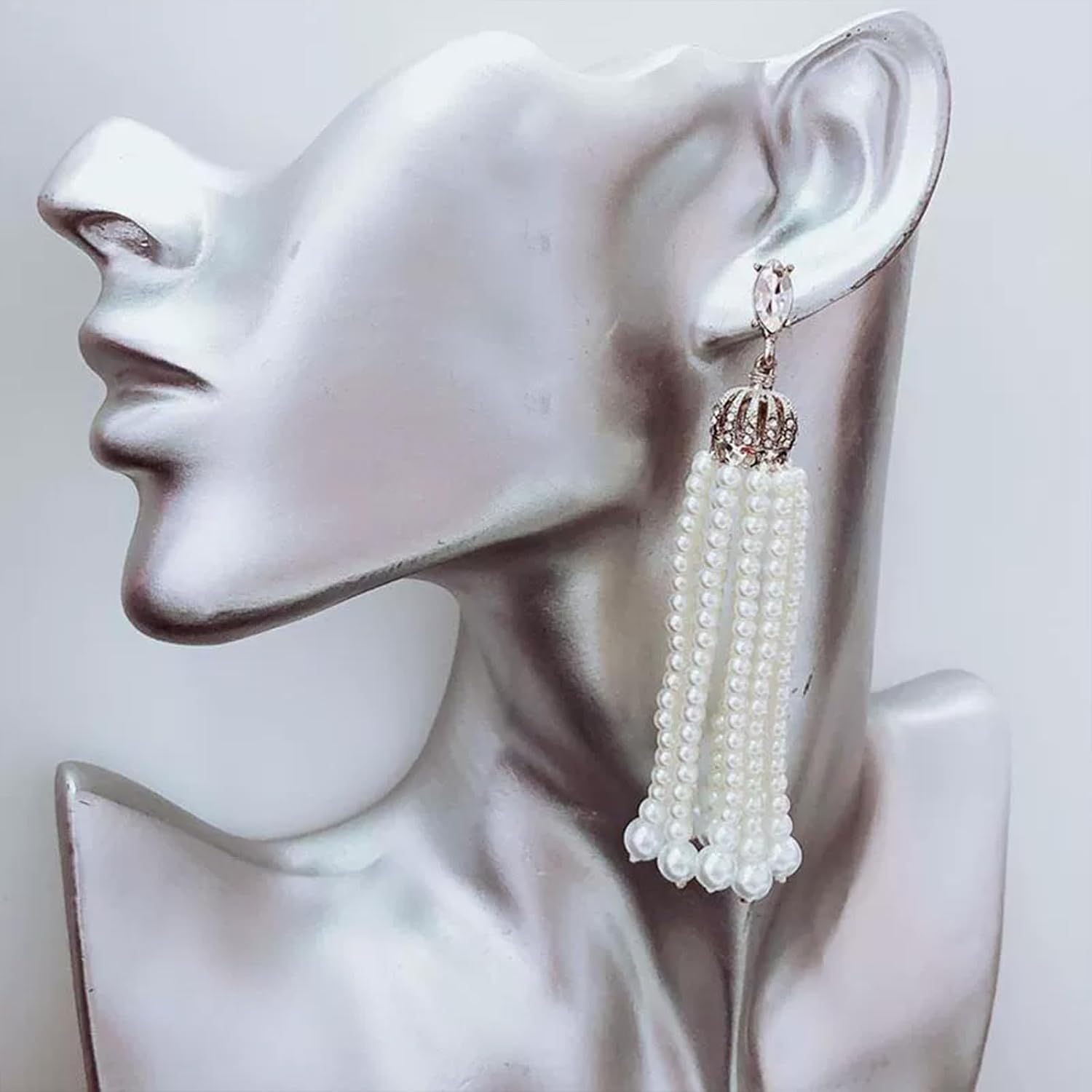 HETICA Long Tassel Pearl Dangle Earrings for Women, Exaggerated Faux Freshwater Fashion Pearl Drop Dangle Earrings Jewelry Bridal Wedding Gift - Image 7