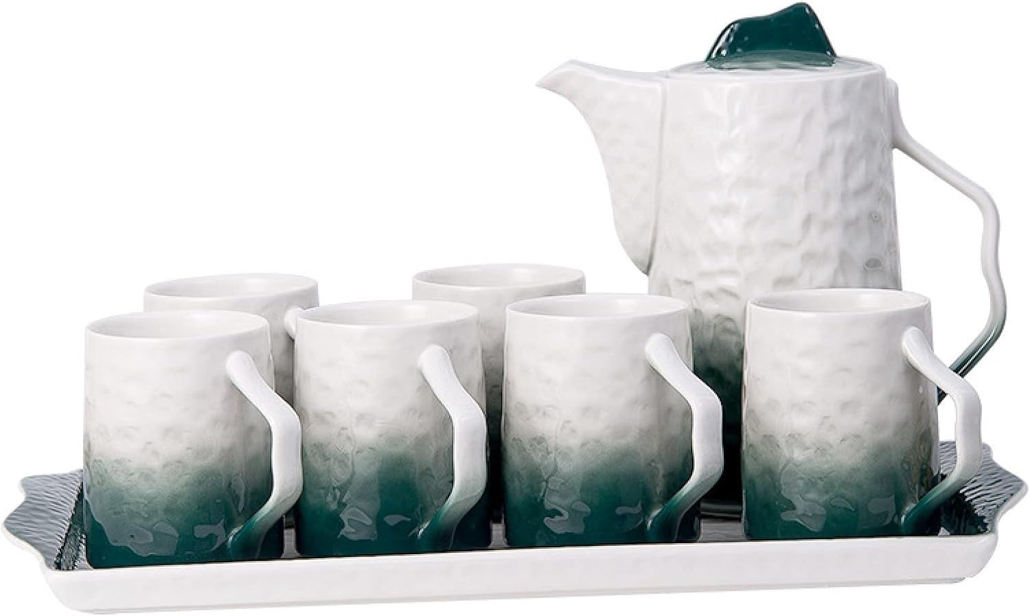 Zestaw filiżanek do espresso, kubki do kawy, herbata porcelanowa dla dorosłych 1 czajniczek 6 Nordic Service dla osób do użytku domowego i biurowego Prezent(Green)
