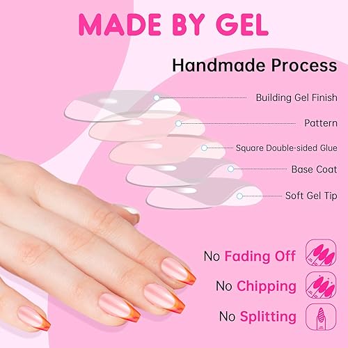 Miniatura 6 de Juego de 24 uñas a presión de color, kit de uñas postizas francesas para mujer, manicura larga sin esmalte de color sólido con pegamento de uñas