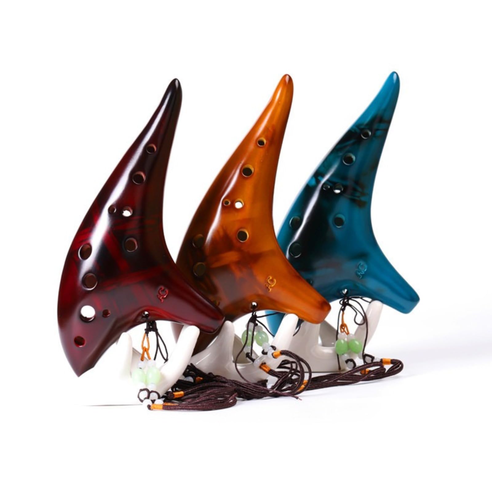 avanzato Ocarina in Ceramica Strumento Musicale per Principianti e Professionisti Facile da Suonare e Portatile Flute Do Contralto Colori Misti，Ocarina a 12 fori con affumicatura a paglia