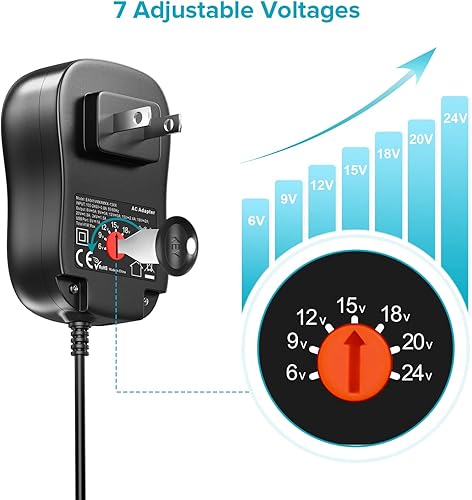 Miniatura 2 de Powseed Adaptador universal ACDC Fuente de alimentación conmutada con 8 enchufes adaptadores y puerto USB para dispositivos electrónicos de 6 V 9 V